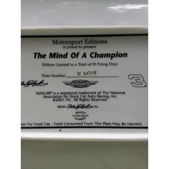 Dale Earnhardt Motorsport Editions Commemorative Plates Limited Edition - Picture 5 of 11